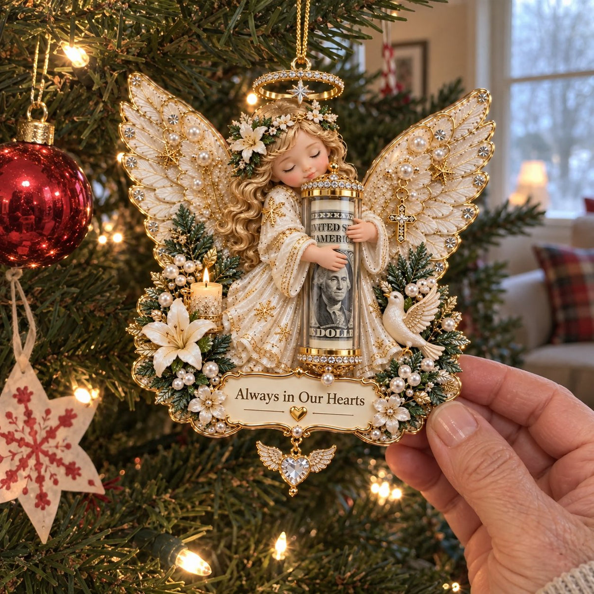👼💵 3D Angel Christmas Cash Gift Ornament – Holiday Money Holder Keepsake ✨