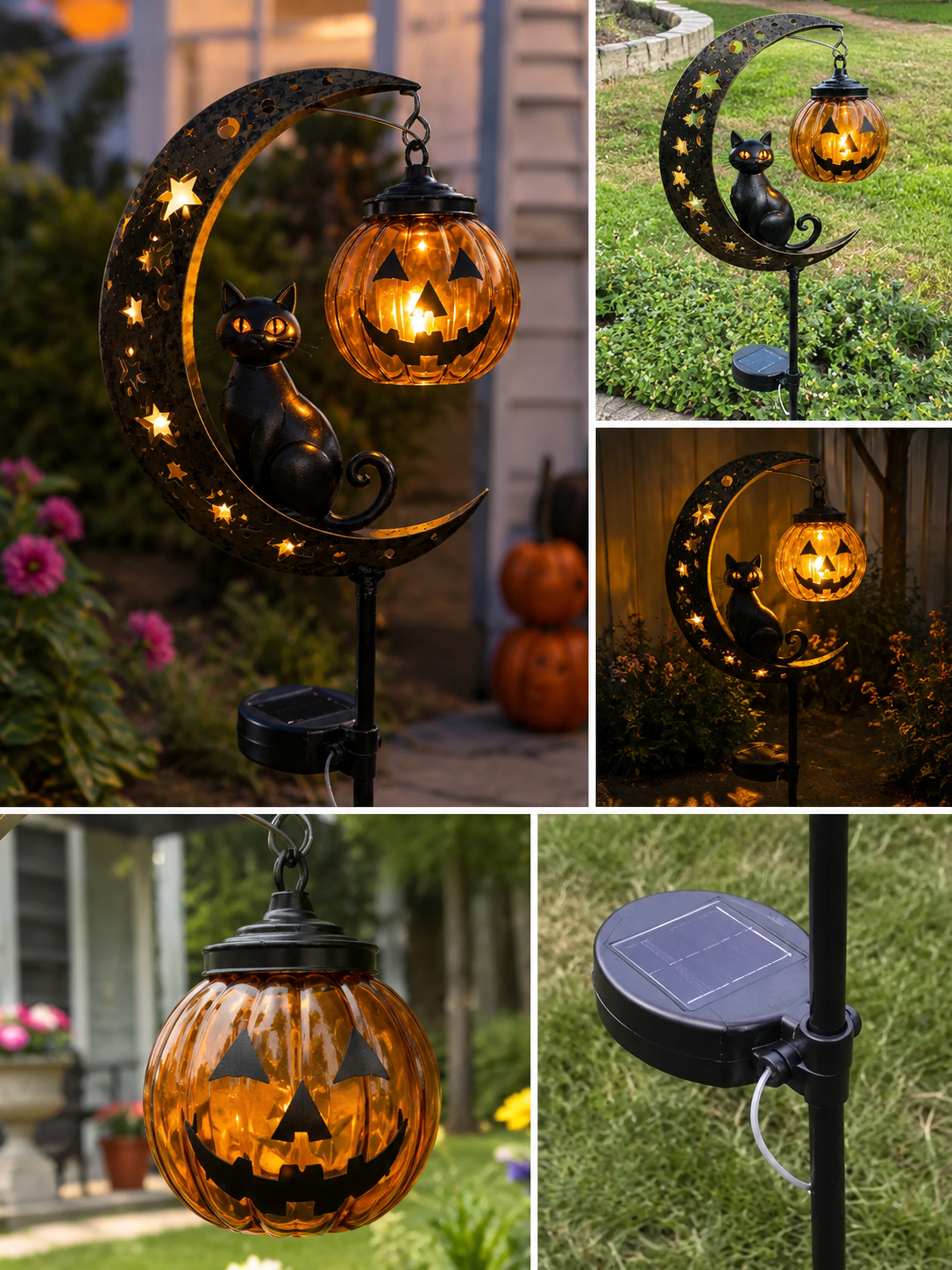 π₯ 55% OFF TODAY π» Solar Halloween Garden Stake Light with Black Cat & Pumpkin