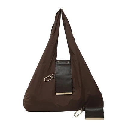 Brown foldable keychain tote