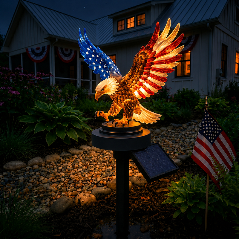 🔥LAST DAY 50% OFF – Solar Eagle Garden Light – A Glowing Tribute to American Freedom