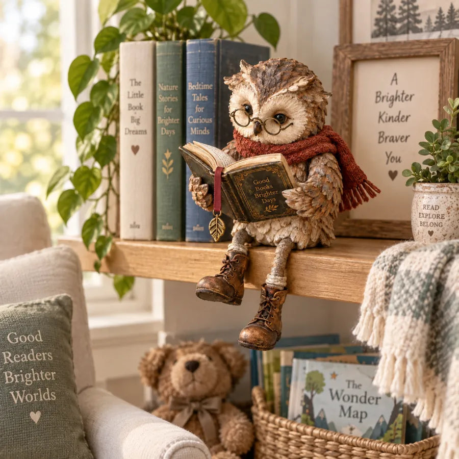 🎄Christmas Sale 49% OFF 📚Reading Owl Figurine🎁Buy More Save More