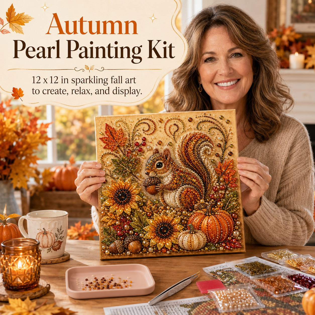 🔥 Last Day 49% OFF - 🍂💎 Autumn Pearl Painting Kit – Relaxing DIY Craft to Create Sparkling Fall Artwork 🖌️