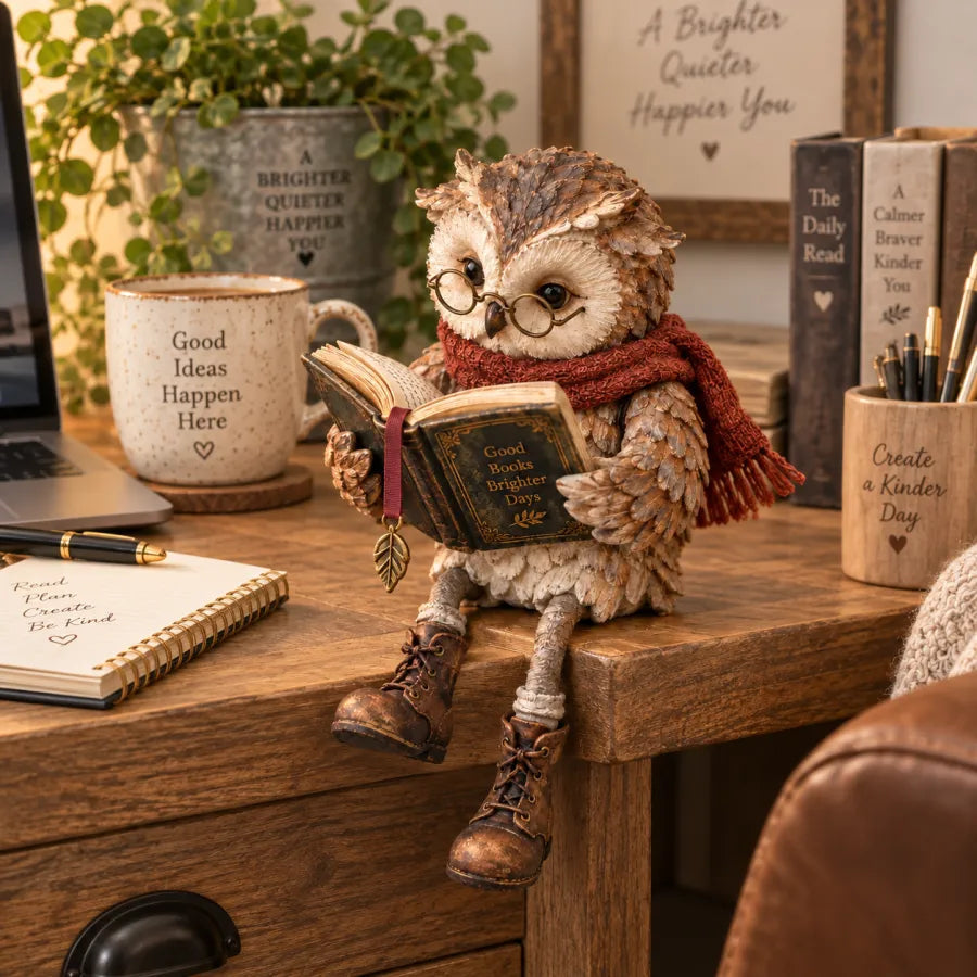🎄Christmas Sale 49% OFF 📚Reading Owl Figurine🎁Buy More Save More