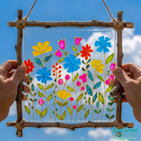 Sea Glass Flower Hanging Painting
