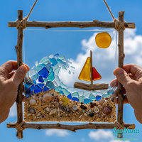 Sea glass Sailboat Hanging Painting