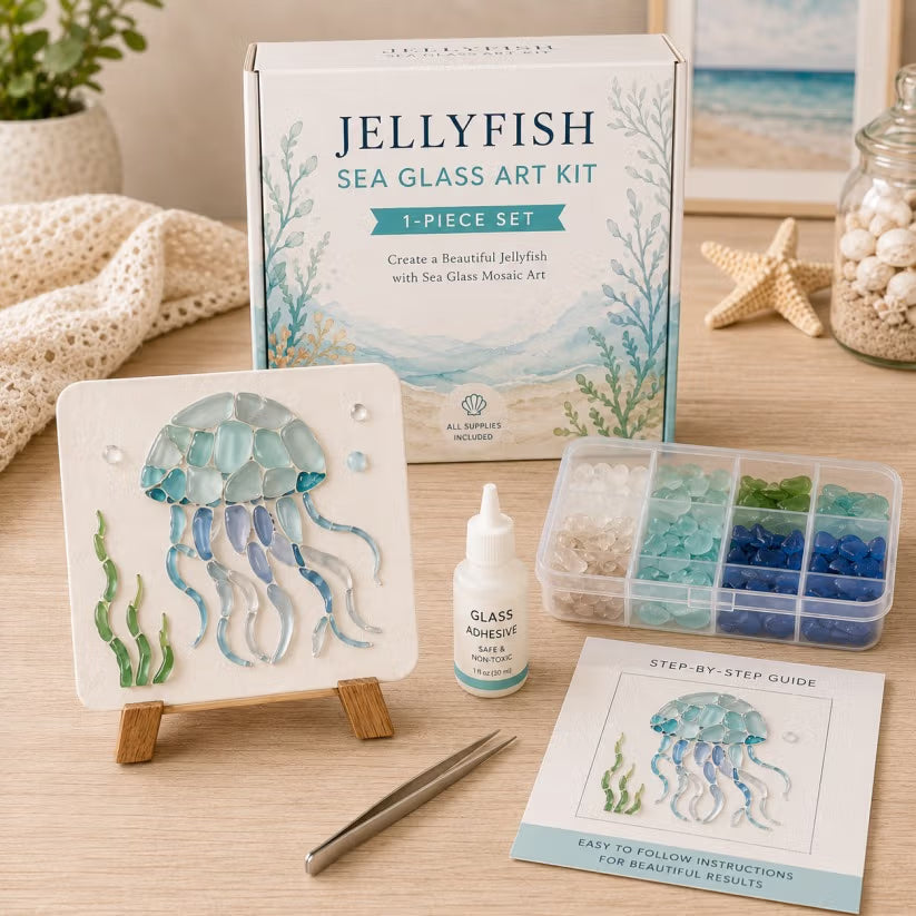 🌊 DIY Sea Glass Mosaic Art Kit – Create Beautiful Ocean-Inspired Artwork with Colorful Glass Pieces, Coastal Home Decor & Creative Handmade Gift