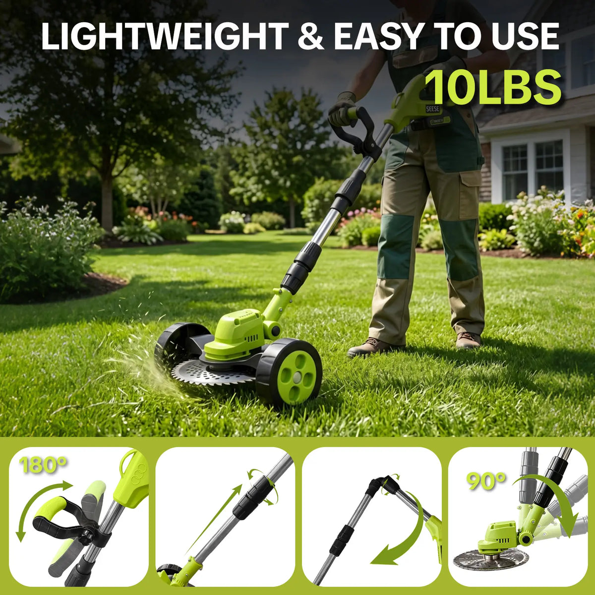 🔥HOT SEAL 3-in-1 Cordless Lawn Mower with 2×21V Batteries, German Quality Lightweight Grass Trimmer & Edger for Small to Medium Gardens