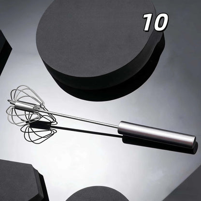 Stainless Steel Hand-Push Rotary Whisk – Semi-Automatic Egg Beater & Milk Frother