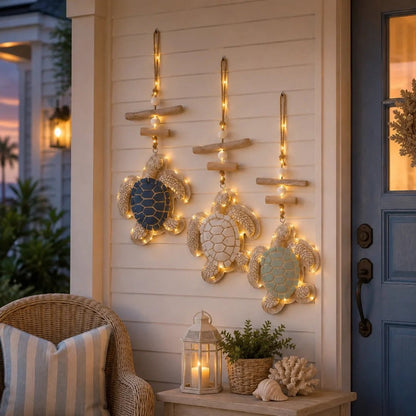🐢Lighted Coastal Sea Turtle Hanging Wall Decor with Remote