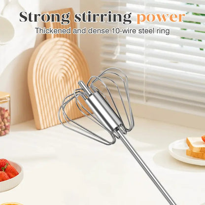 Stainless Steel Hand-Push Rotary Whisk – Semi-Automatic Egg Beater & Milk Frother
