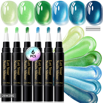 5 in 1 Aurora Gel Nail Polish Pen with Base Color and Top Coat
