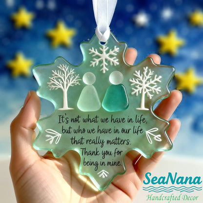 🌊Snowflake-Shaped Sea Glass Friendship Ornament