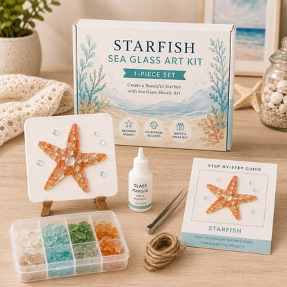 🌊 DIY Sea Glass Mosaic Art Kit – Create Beautiful Ocean-Inspired Artwork with Colorful Glass Pieces, Coastal Home Decor & Creative Handmade Gift
