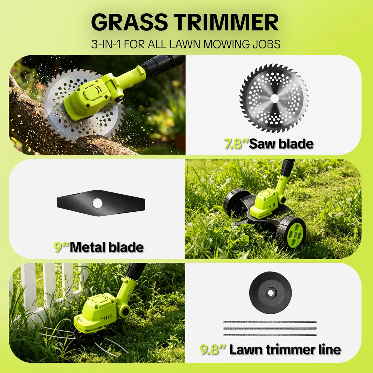 🔥HOT SEAL 3-in-1 Cordless Lawn Mower with 2×21V Batteries, German Quality Lightweight Grass Trimmer & Edger for Small to Medium Gardens