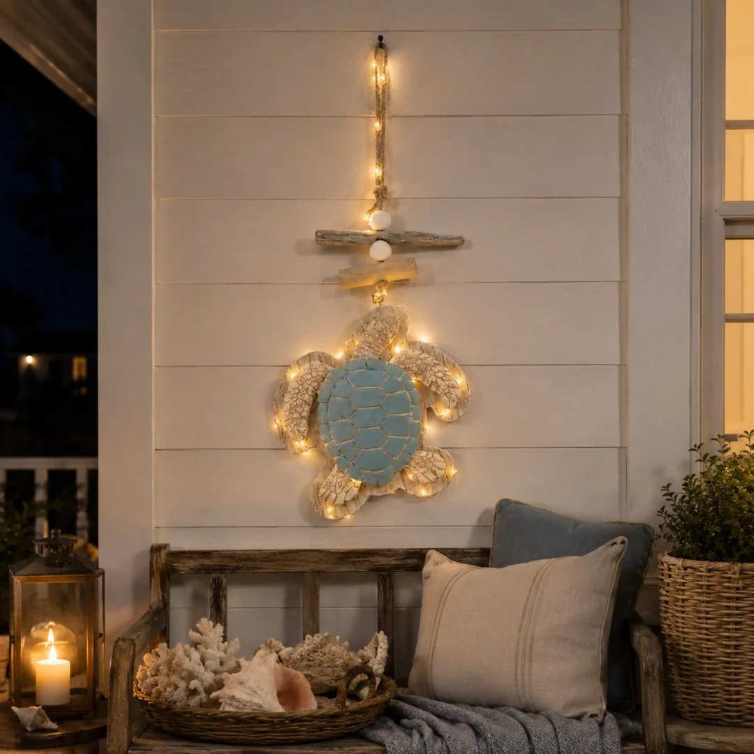 🐢Lighted Coastal Sea Turtle Hanging Wall Decor with Remote