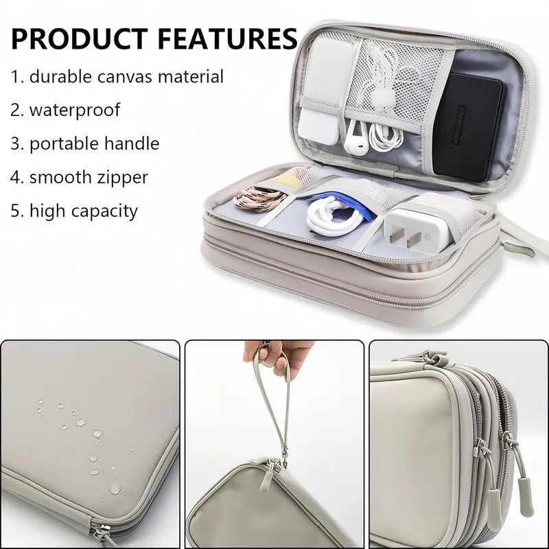 🔥Travel Cable Organizer Pouch, Double Layers All-in-One Storage Bag for Cord