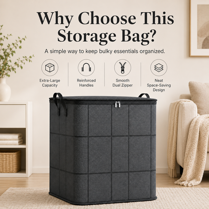 📦 Extra Large Moving & Storage Bag 🏠 | Heavy-Duty Zippered Organizer for Clothes, Bedding & More