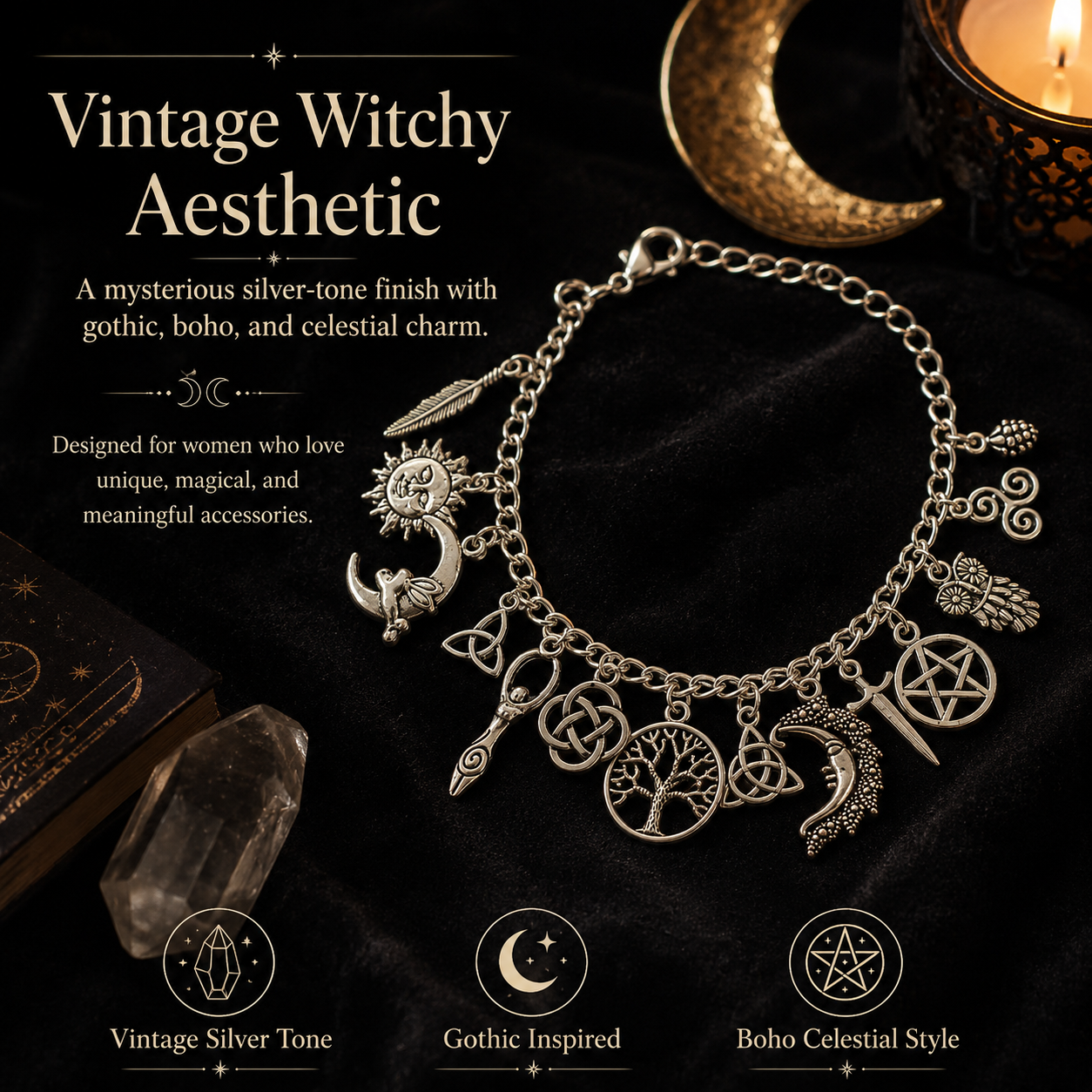 ✨Vintage Witchy Charm Bracelet