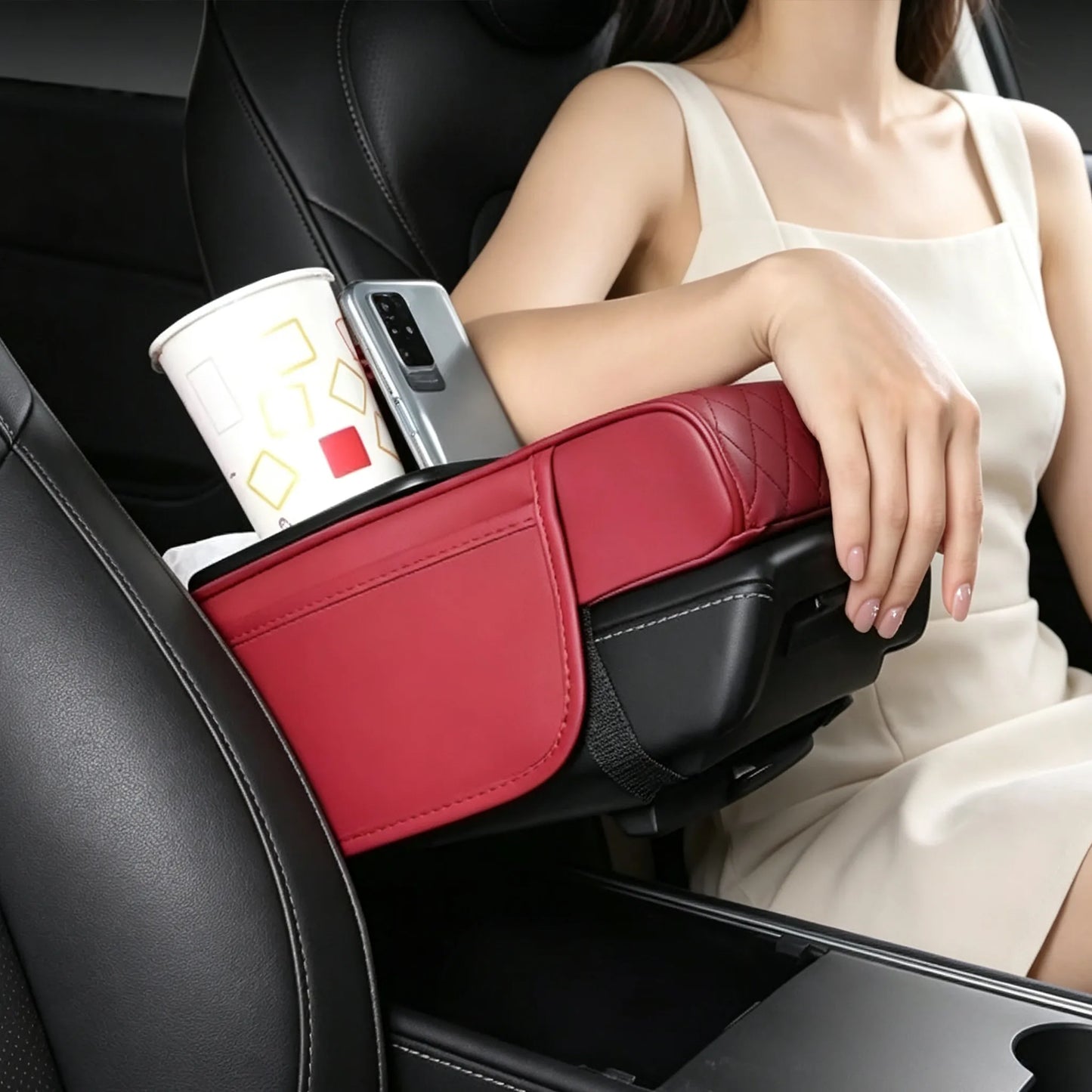 ✨Multifunctional PU Leather Car Armrest Box Mat– Universal Fit for Any Vehicle