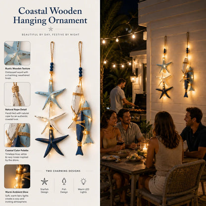 ⭐2026 HOT SALE🐟🌊Lighted Coastal Wooden Starfish & Fish Hanging Decor
