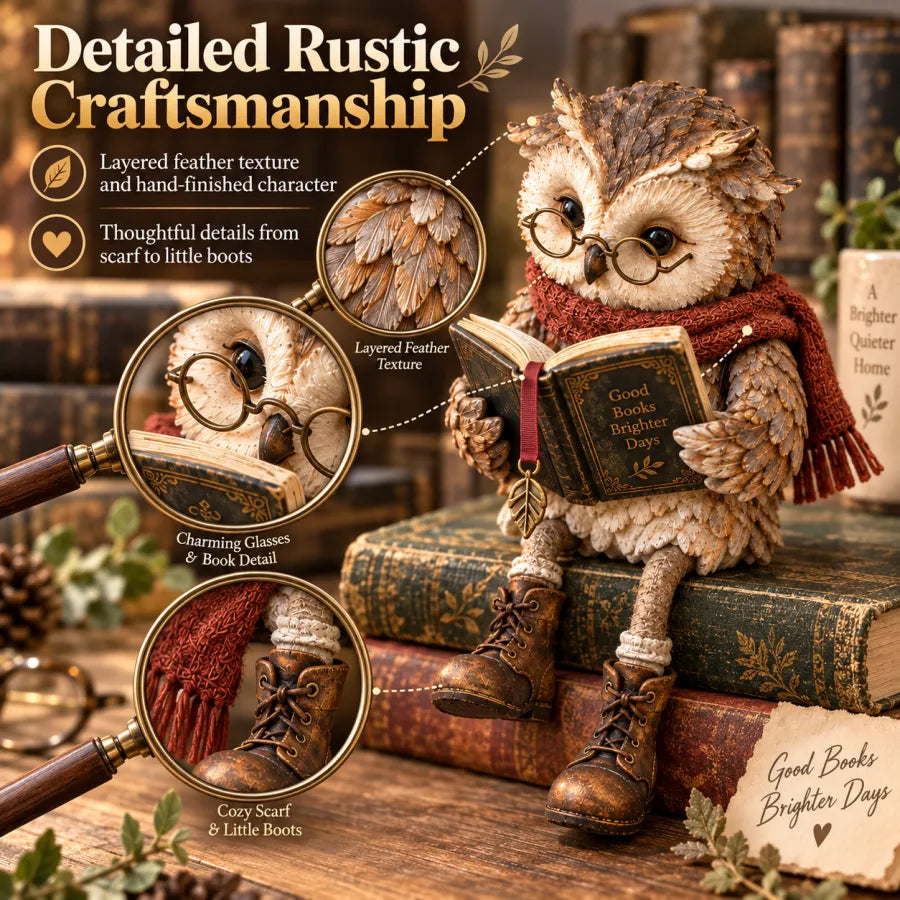 🎄Christmas Sale 49% OFF 📚Reading Owl Figurine🎁Buy More Save More