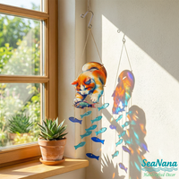 Kitten Play Fish Glass Wind Chimes