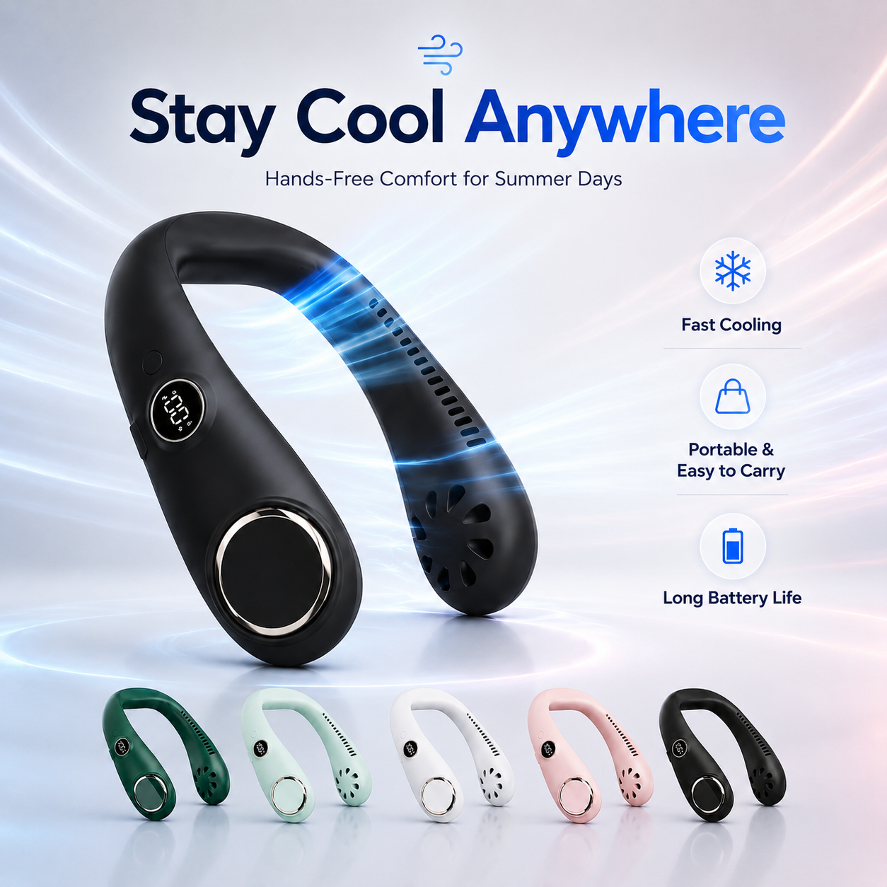 🔥 49% OFF 🍃Portable Neck Fan – Hands-Free Cooling for Hot Summer Days