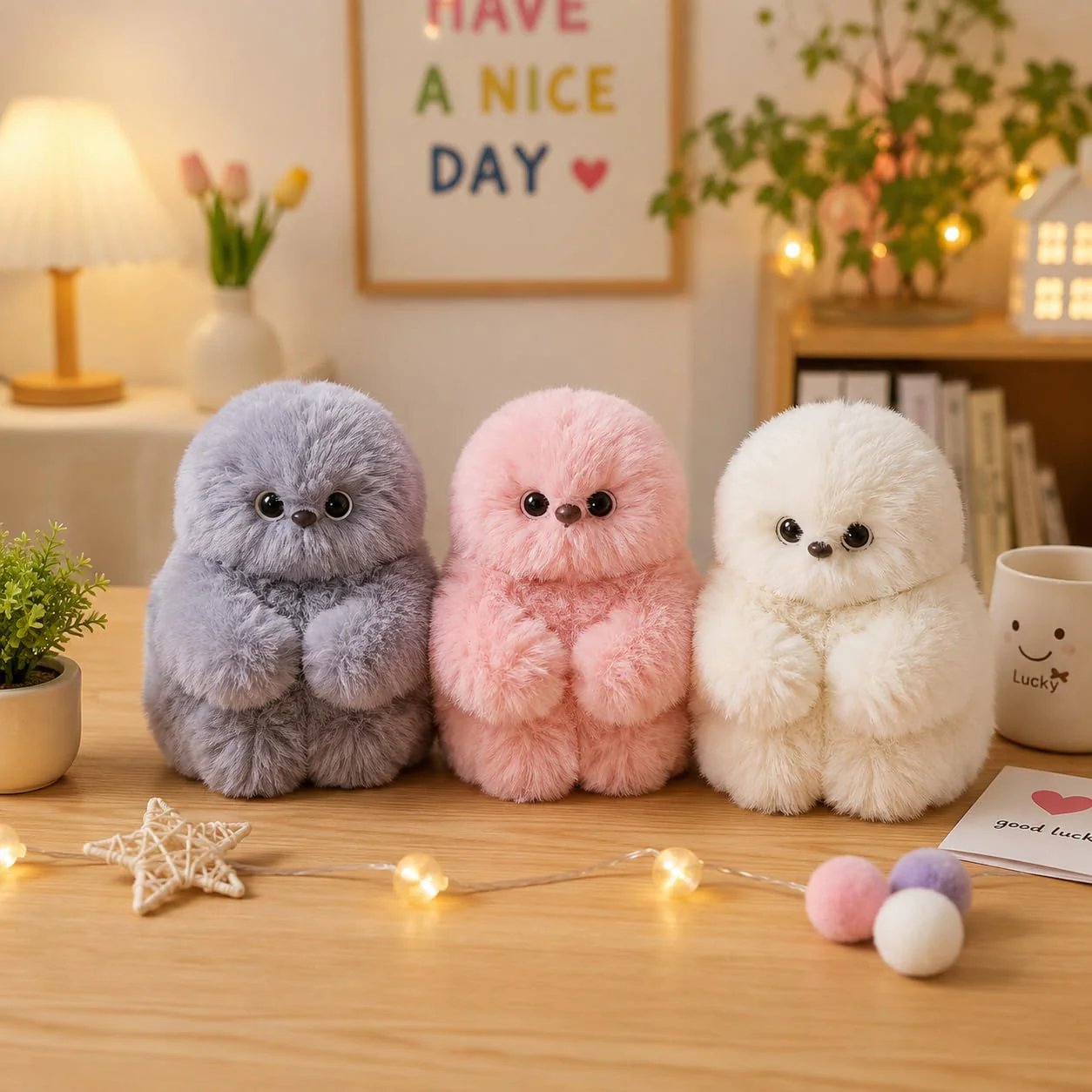 Cute interactive fluffy robot plush toy