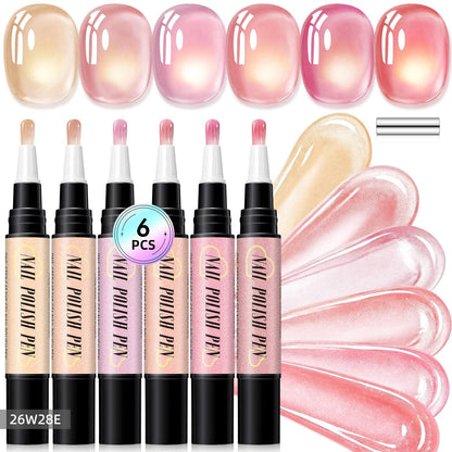 💅 6PCS One-Step Gel Nail Art Pen Set – Salon Beauty at Home