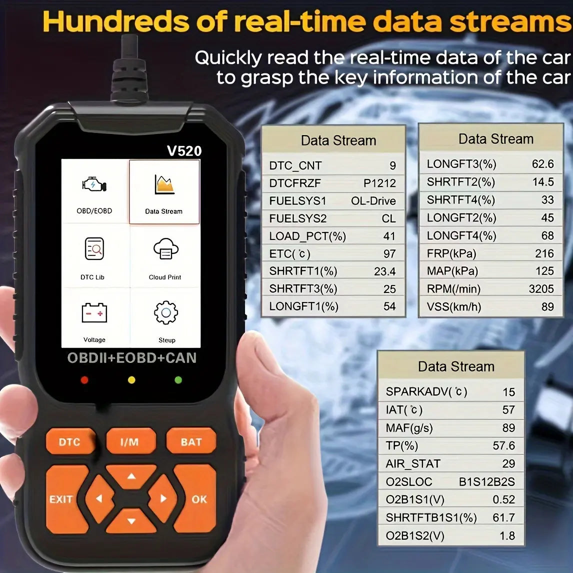 Scanner Car Diagnostic Tool, Code Reader with Live Data Stream