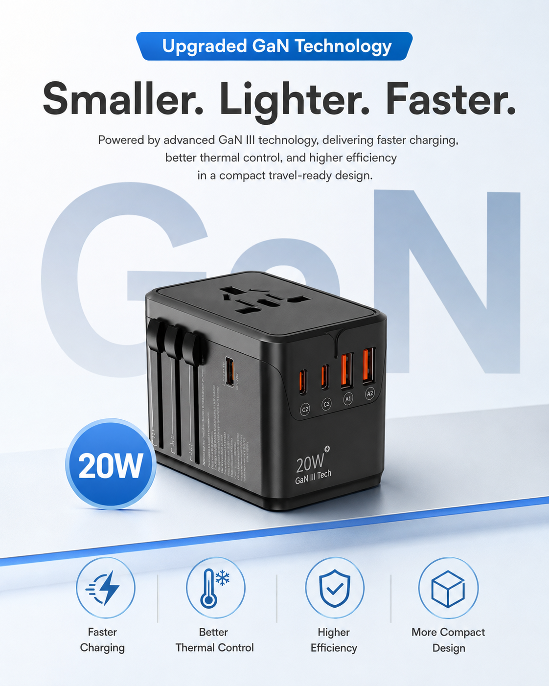 Upgraded GaN technology for smaller lighter and more efficient charging