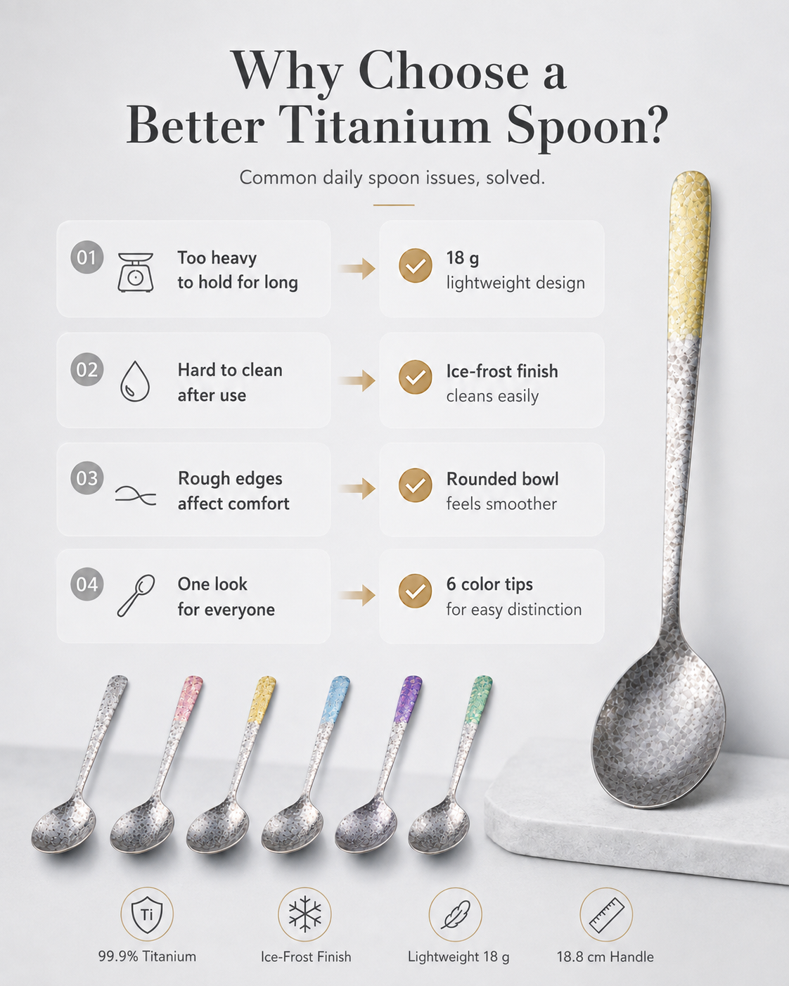 Hand stirring a drink with a lightweight titanium spoon