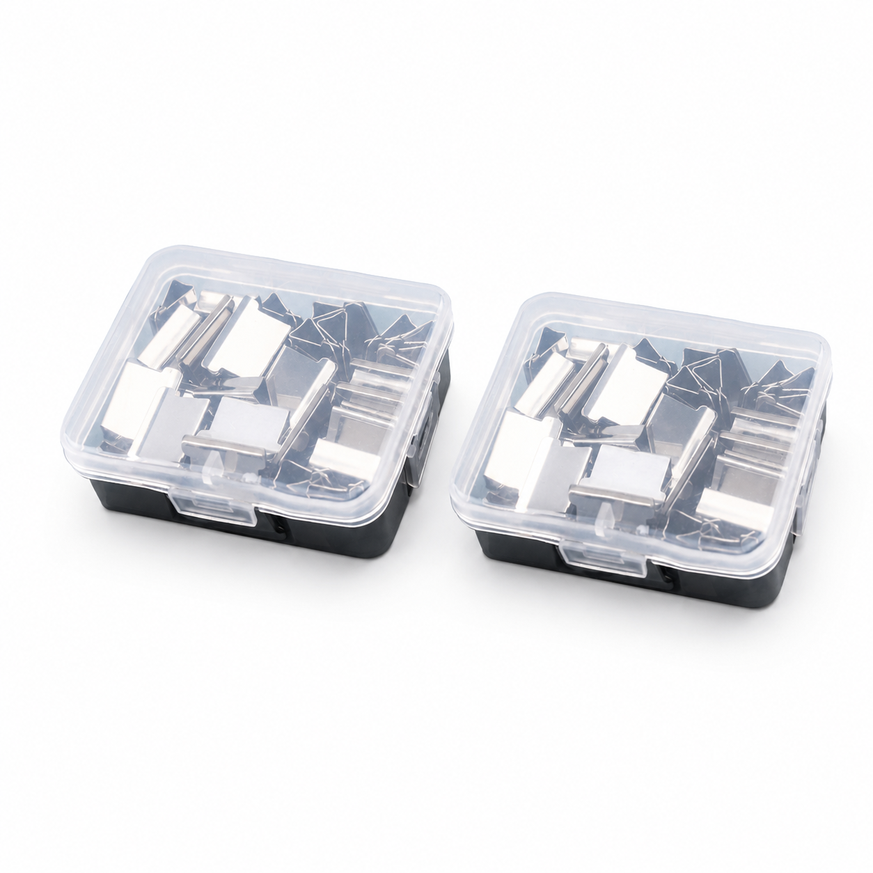 2 Pcs Portable Binder Clip Stapler, with 100 Pcs Small Binder Clips, Non-Destructive Paper Clam Dispenser for Office, Home, School