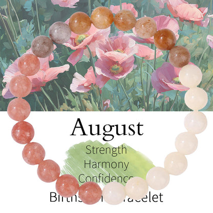 Birthstone Crystal Bracelet | Anxiety Healing Floral Monthly Gift with Card
