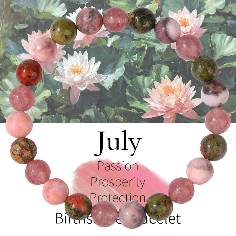 Birthstone Crystal Bracelet | Anxiety Healing Floral Monthly Gift with Card