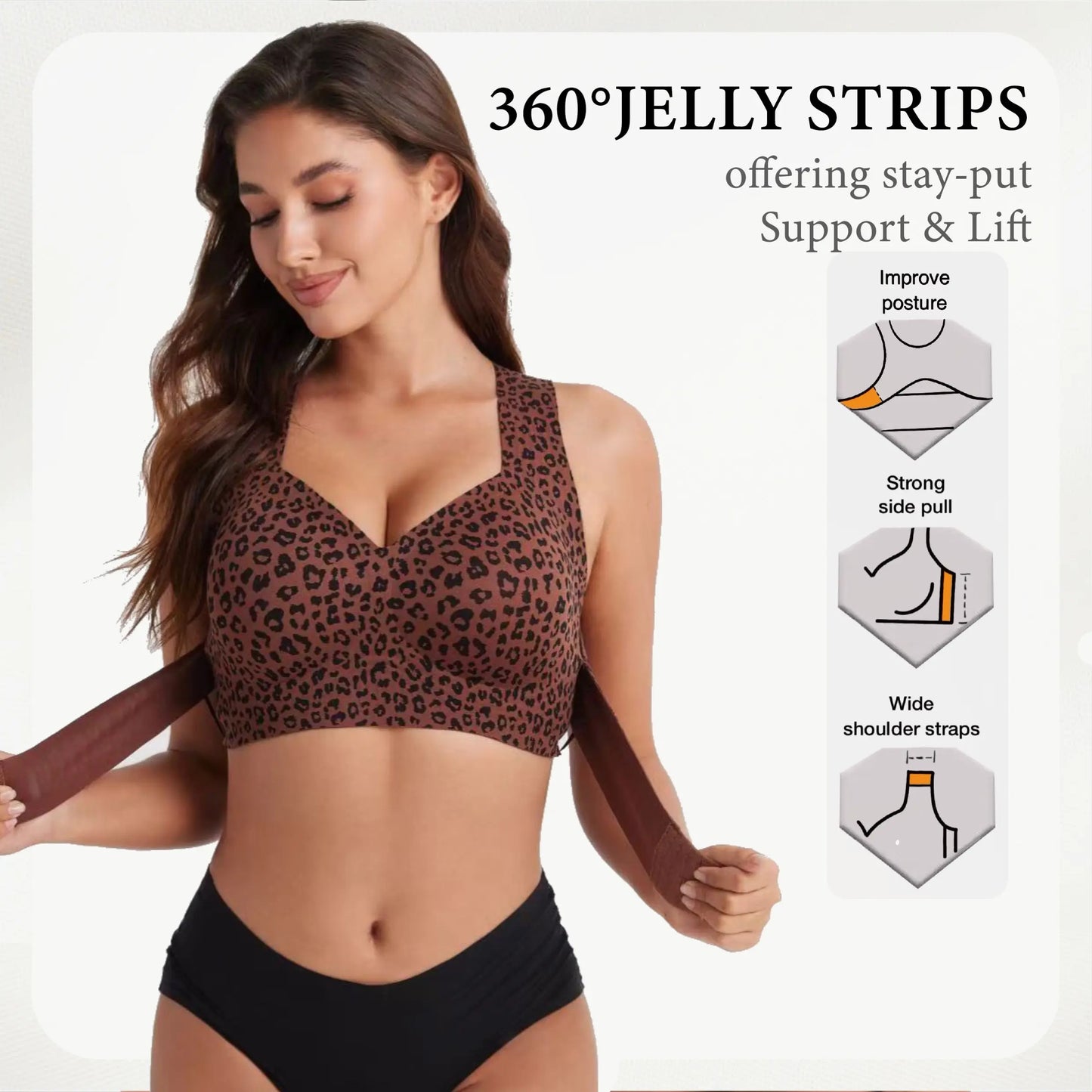 59% OFF Wireless Shaping Bra | 360 Jelly Strip Support Seamless Push Up Bra, Wide Strap Back Smoothing Sports Bra For Yoga Office Daily Wear