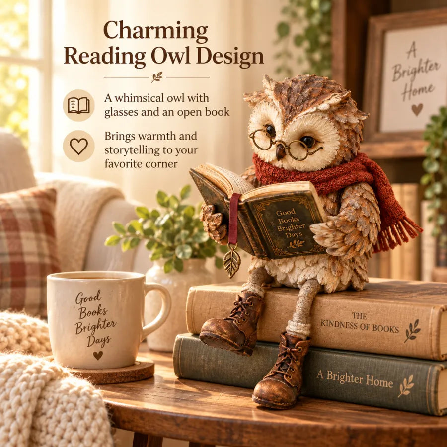 🎄Christmas Sale 49% OFF 📚Reading Owl Figurine🎁Buy More Save More
