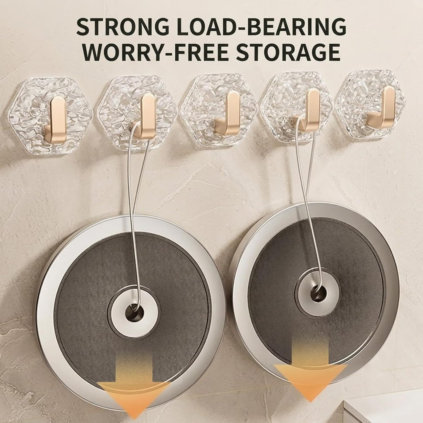 10 Pack Hexagonal Ripple Heavy Duty Hooks for Bathroom, Kitchen & Household Organization