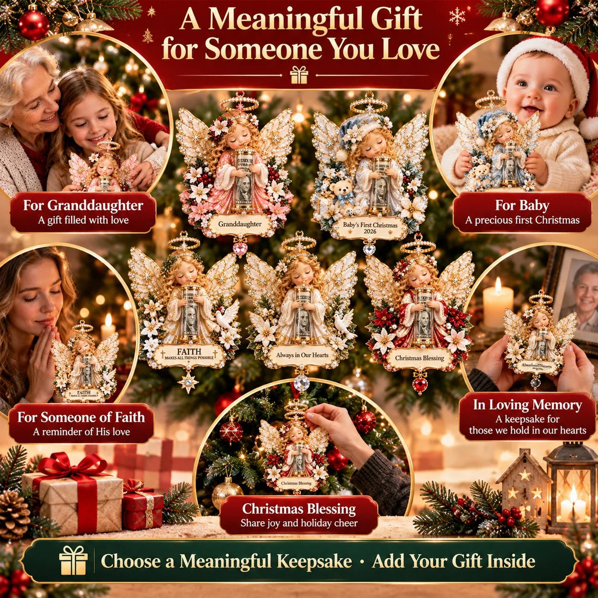 👼💵 3D Angel Christmas Cash Gift Ornament – Holiday Money Holder Keepsake ✨