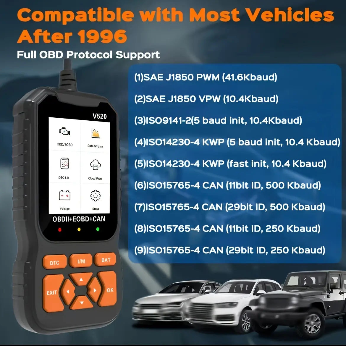 Scanner Car Diagnostic Tool, Code Reader with Live Data Stream
