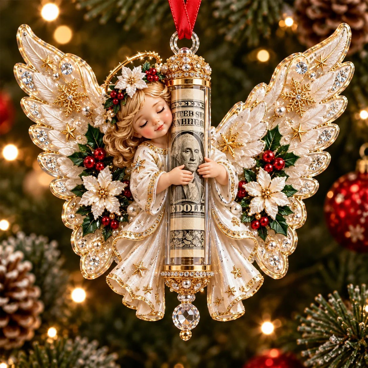 👼💵 3D Angel Christmas Cash Gift Ornament – Holiday Money Holder Keepsake ✨