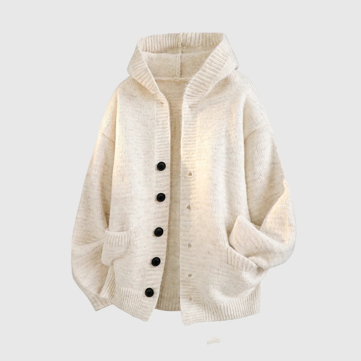 White hooded knit cardigan