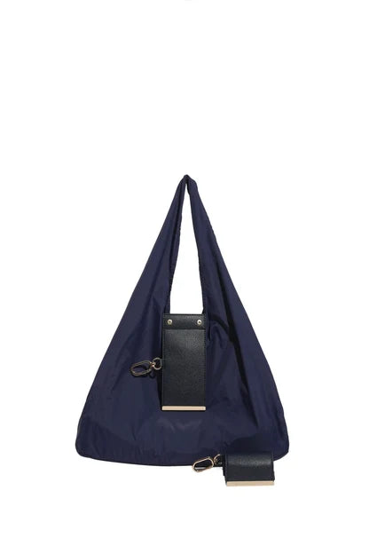 Dark blue foldable keychain tote