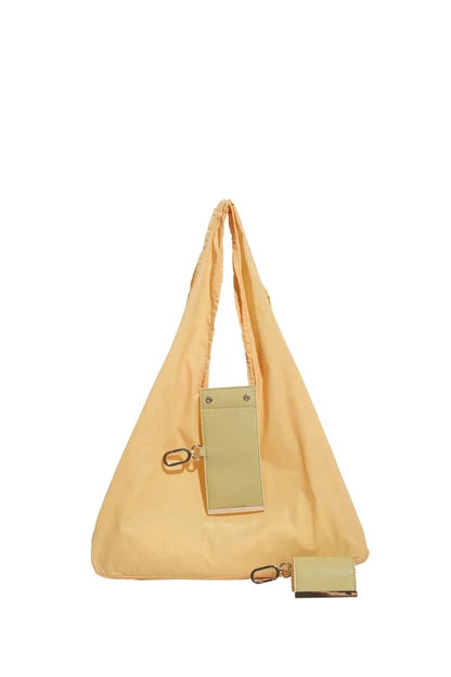 Yellow foldable keychain tote