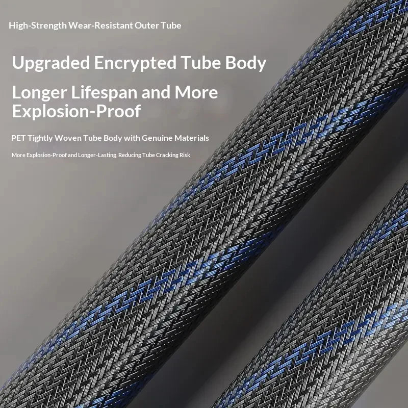 Braided reinforced hose close-up