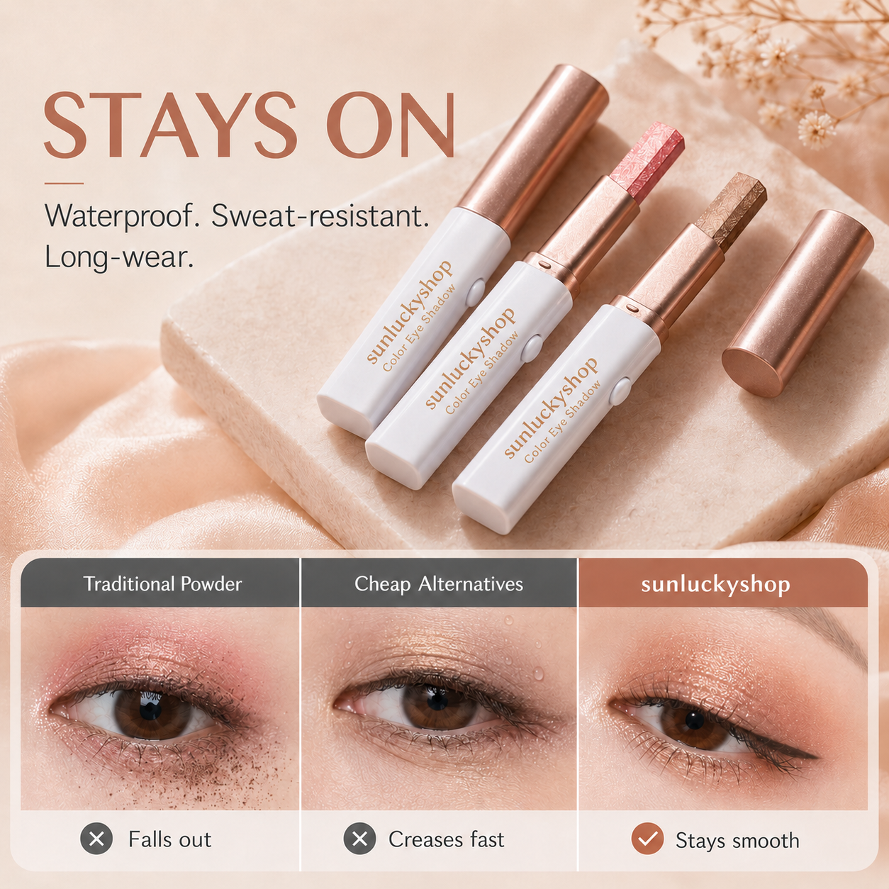 🌟Dual-Tone Eyeshadow Stick Set — 6 Color Waterproof Gradient Eye Shadow Crayons
